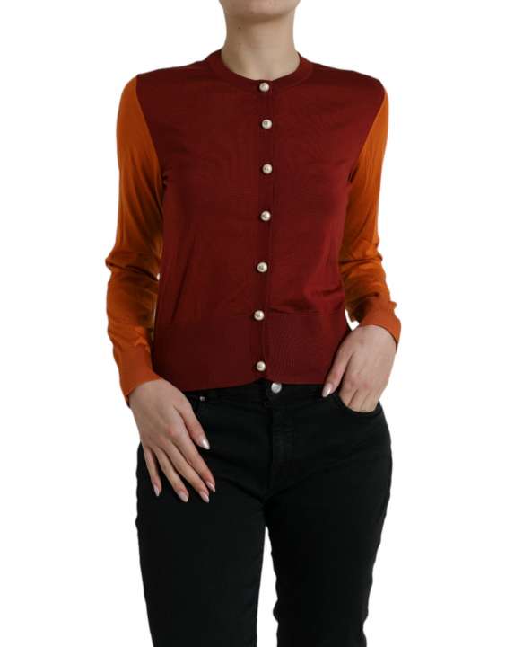 Priser på Dolce & Gabbana Elegant Silk Cardigan Sweater in Vibrant Tones