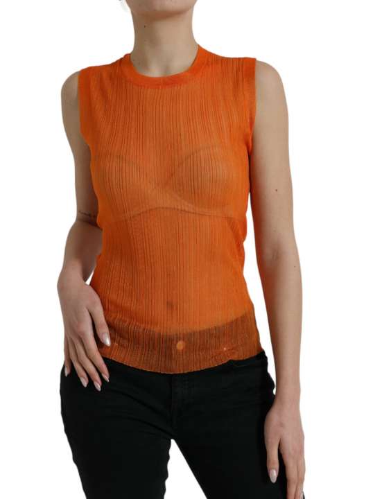 Priser på Dolce & Gabbana Chic Orange Crew Neck Tank Top