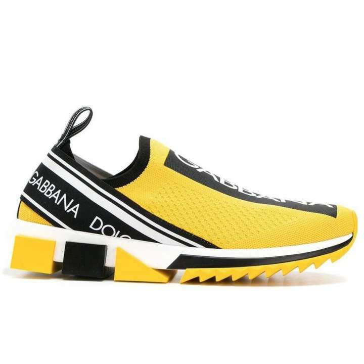 Priser på Dolce & Gabbana Chic Logo-Print Stretch Sneakers in Vibrant Yellow