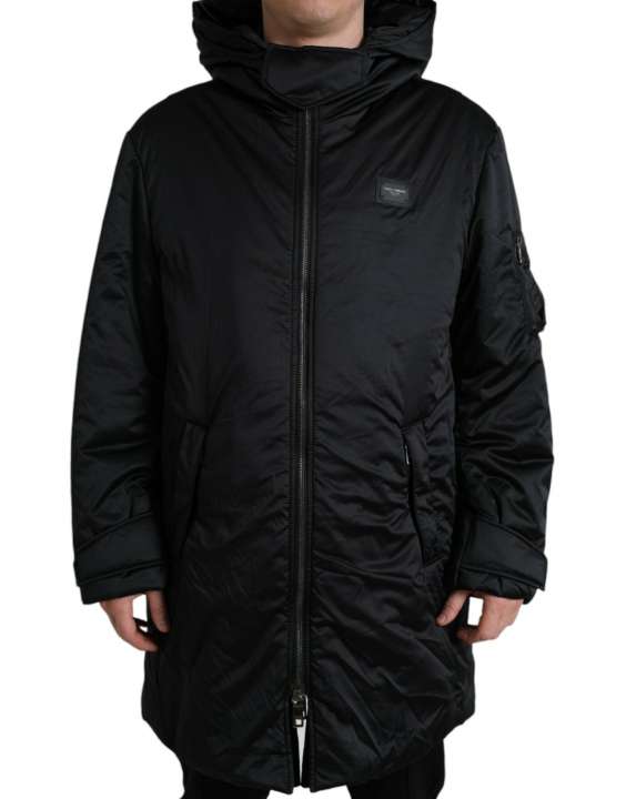 Priser på Dolce & Gabbana Elegant Black Hooded Parka Jacket