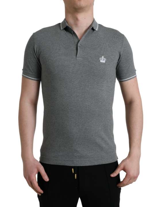 Priser på Dolce & Gabbana Elegant Grey Cotton Polo T-Shirt