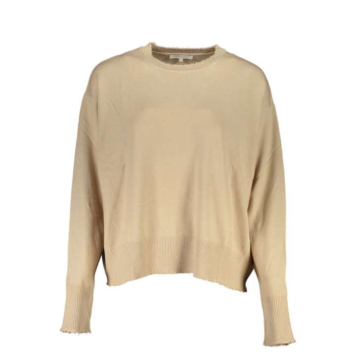 Priser på Patrizia Pepe Chic Beige Crew Neck Sweater with Contrast Details