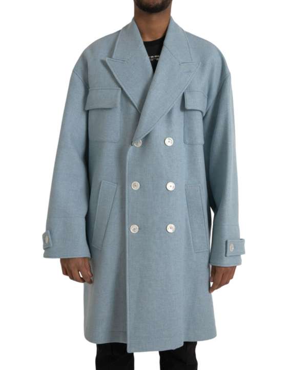 Priser på Dolce & Gabbana Blue Double Breasted Trench Coat Jacket