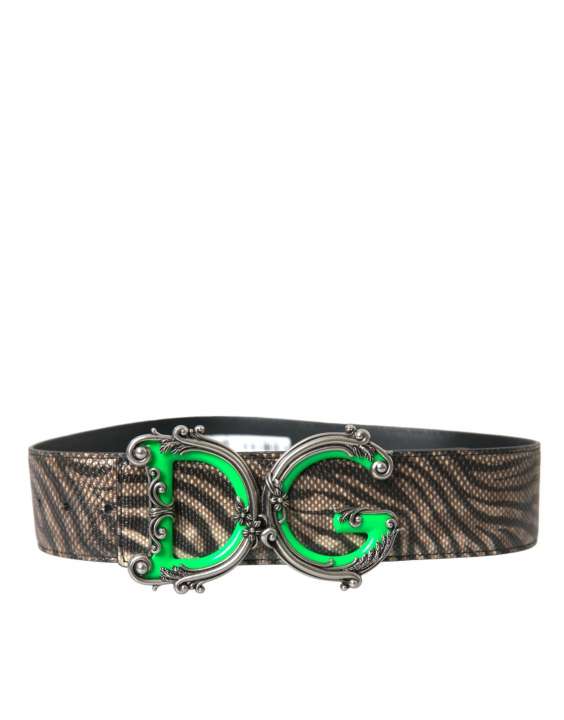 Priser på Dolce & Gabbana Brown Zebra Leather Metal Logo Buckle Belt