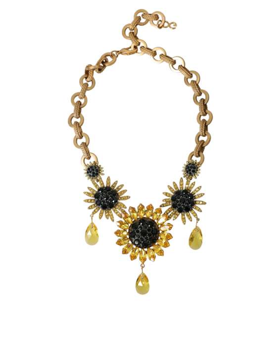 Priser på Dolce & Gabbana Gold Tone Brass Sunflower Crystal Embellished Necklace