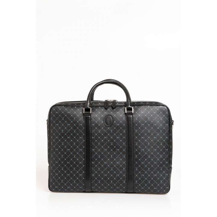 Priser på Trussardi Elegant Black Leather Briefcase with Shoulder Strap