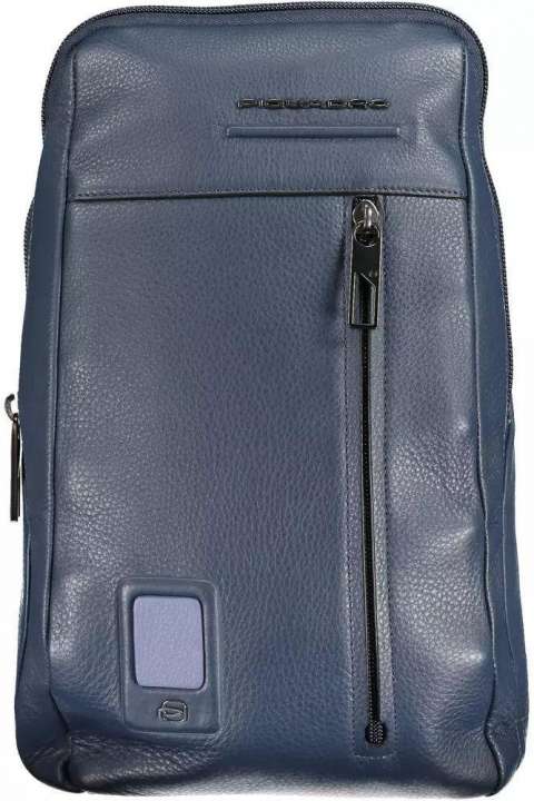 Priser på Piquadro Sleek Blue Leather Shoulder Laptop Bag