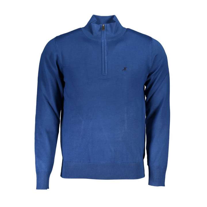 Priser på U.S. Grand Polo Elegant Half-Zip Embroidered Blue Sweater