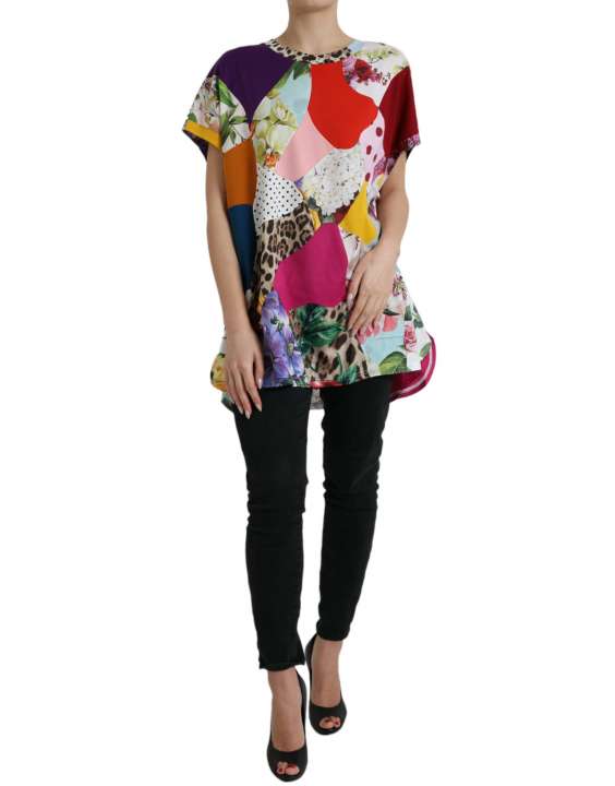 Priser på Dolce & Gabbana Multicolor Cotton Silk Patchwork Blouse