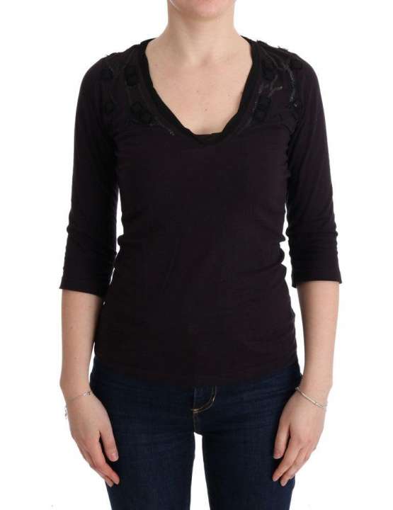 Priser på Costume National Elegant Purple V-Neck Blouse Tee