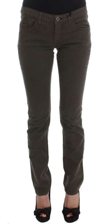 Priser på Costume National Chic Slim Fit Green Cotton Jeans