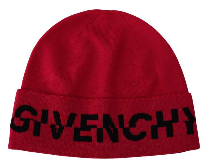 Priser på Givenchy Elegant Wool Beanie with Signature Contrast Logo