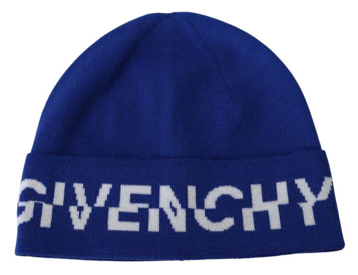 Priser på Givenchy Chic Unisex Cobalt Wool Beanie with Logo Detail