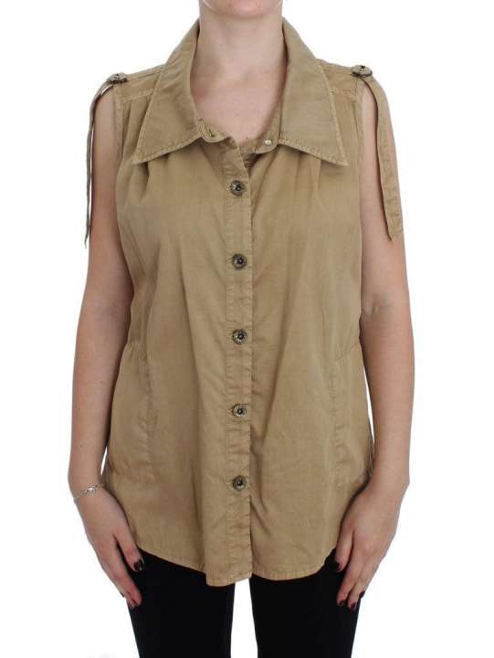 Priser på PLEIN SUD Beige Sleeveless Cotton Blouse