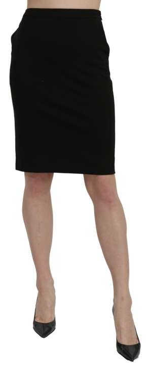 Priser på GF Ferre Chic High Waist Black Linen Skirt