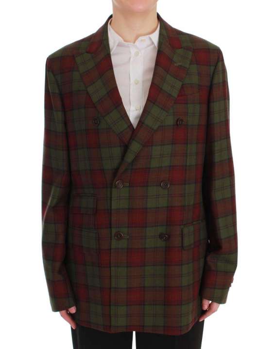 Priser på BENCIVENGA Elegant Checkered Double-Breasted Wool Blazer