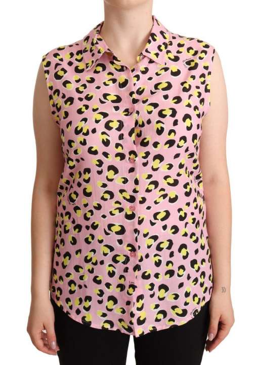 Priser på Love Moschino Sleeveless Leopard Print Polo Top