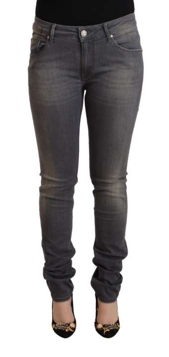 Priser på Acht Elegant Dark Gray Skinny Jeans - Low Waist Zip Closure