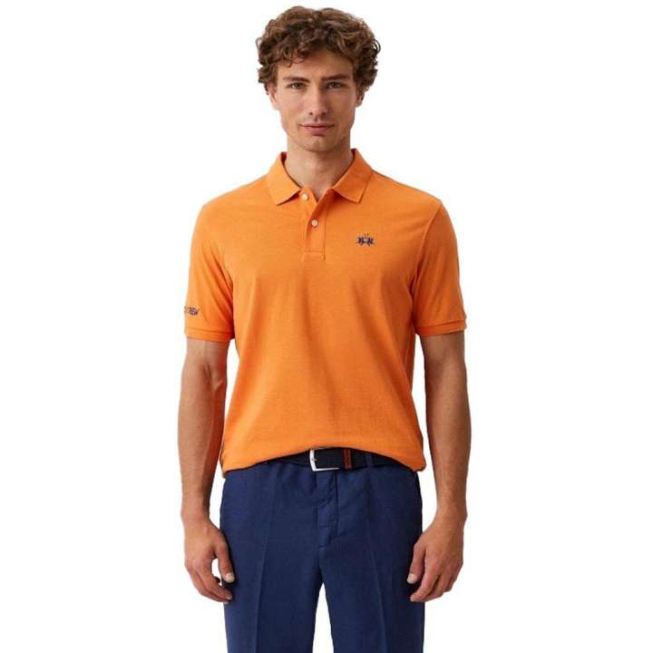 Priser på La Martina Chic Orange Cotton Polo for the Iconic Gentleman