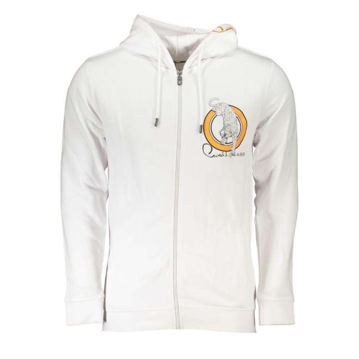 Priser på Cavalli Class Sleek White Designer Hoodie with Zip Detail