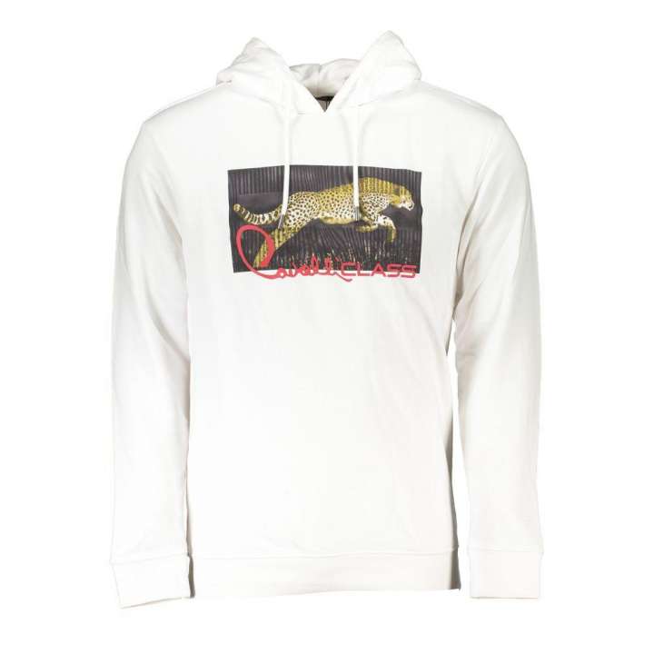 Priser på Cavalli Class Chic White Hooded Sweatshirt with Exclusive Print