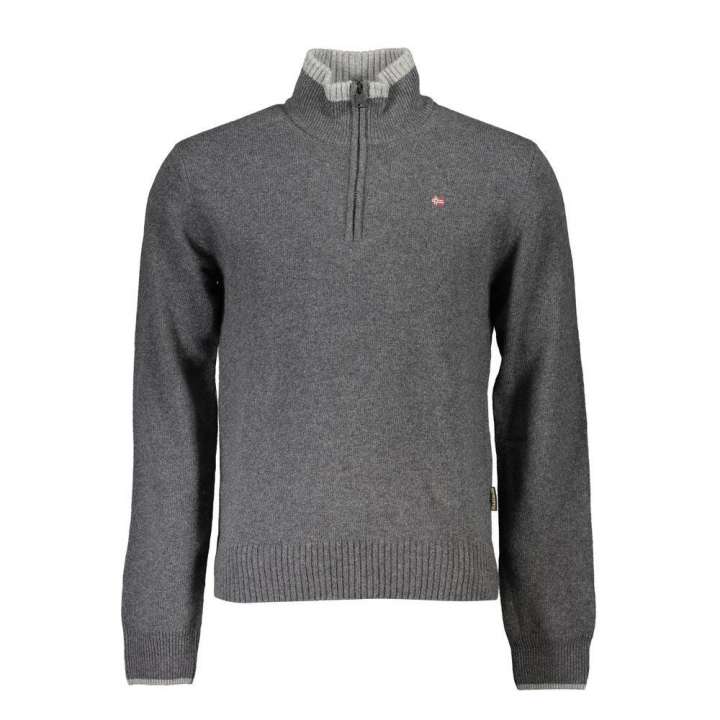 Priser på Napapijri Elegant Gray Half Zip Sweater with Bold Accents