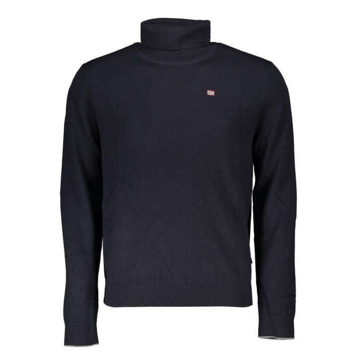 Priser på Napapijri High-Neck Embroidered Black Sweater