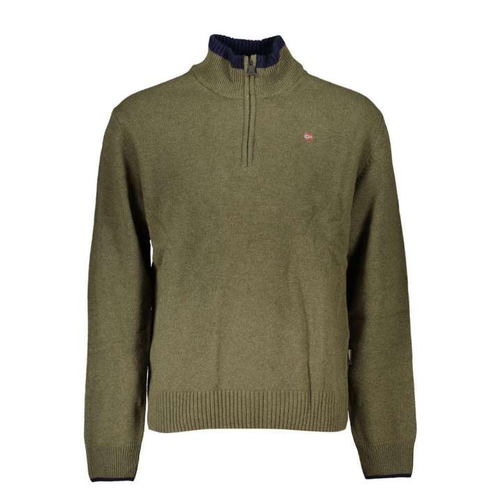 Priser på Napapijri Half-Zip Green Sweater with Embroidery Detail