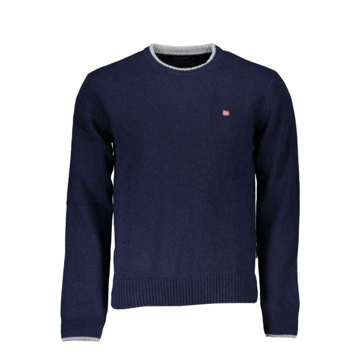 Priser på Napapijri Sleek Blue Crew Neck Embroidered Sweater