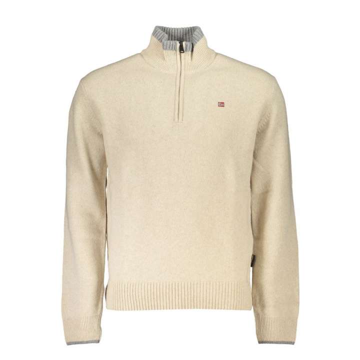 Priser på Napapijri Chic Beige Half-Zip Sweater with Contrast Embroidery