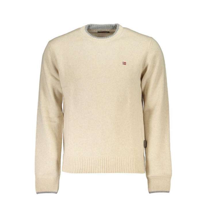 Priser på Napapijri Beige Crew Neck Embroidered Sweater