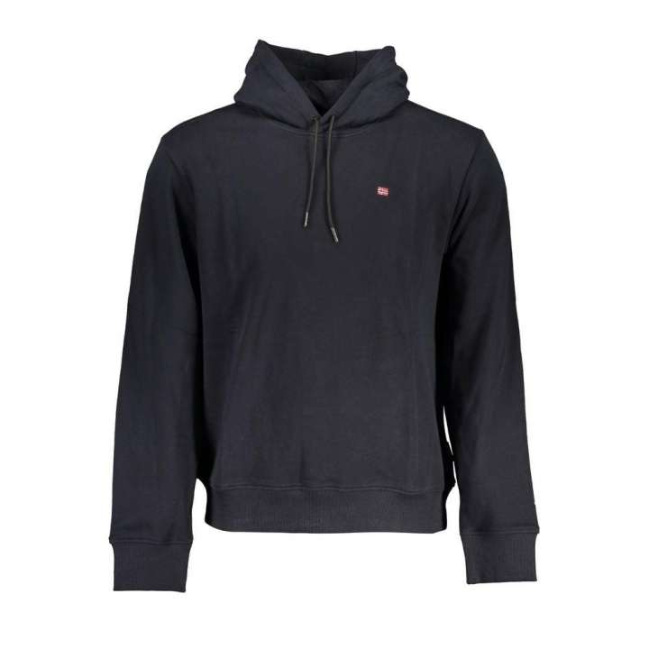 Priser på Napapijri Sleek Black Cotton Hooded Sweatshirt