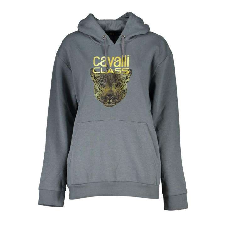 Priser på Cavalli Class Sleek Gray Fleece Hooded Sweatshirt