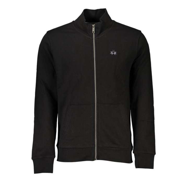 Priser på La Martina Sleek Black Cotton Zip Sweater