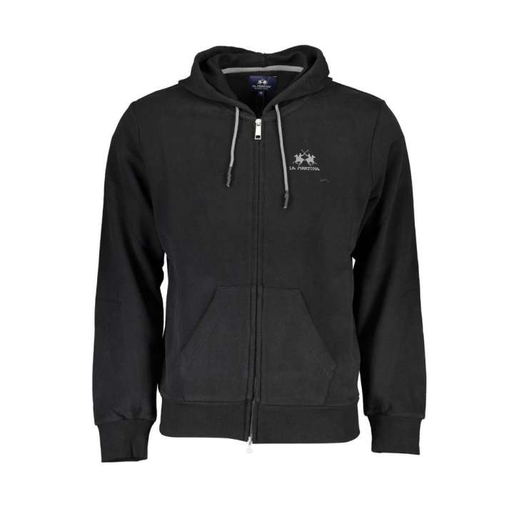 Priser på La Martina Sleek Hooded Cotton Sweatshirt in Black