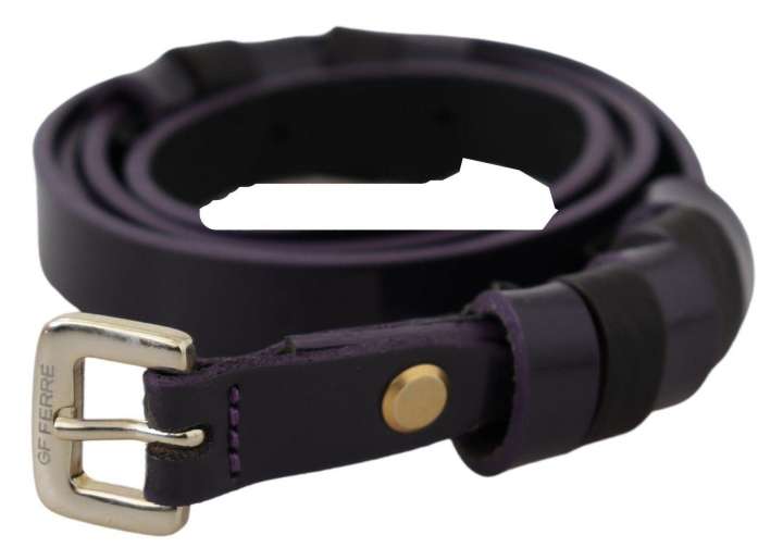 Priser på GF Ferre Chic Black Leather Belt with Chrome Silver Tone Buckle