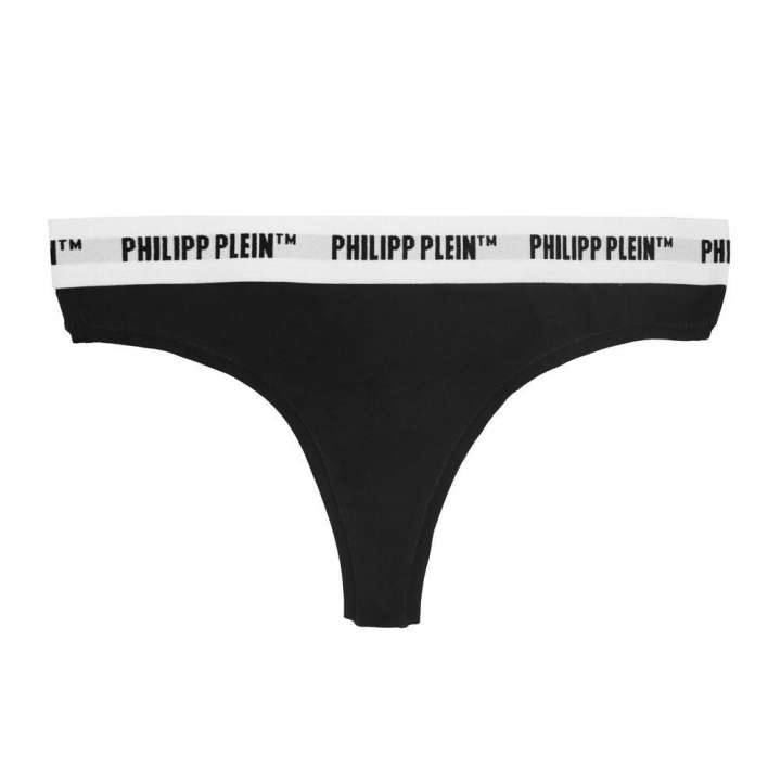 Priser på Philipp Plein Chic Black Logo Elastic Thongs Twin-Pack