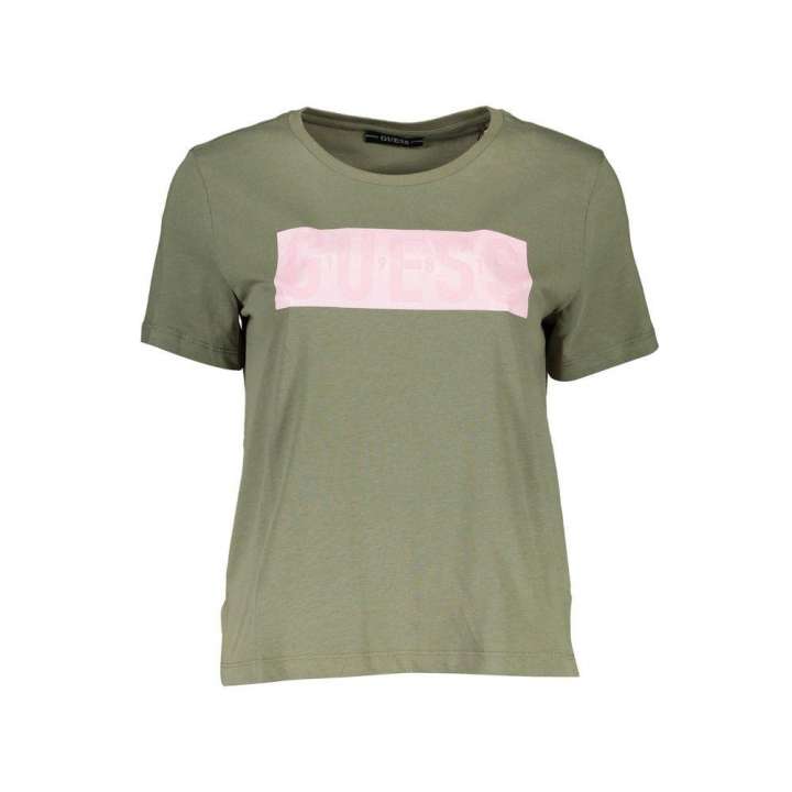 Priser på Guess Jeans Chic Green Logo Tee with Short Sleeves