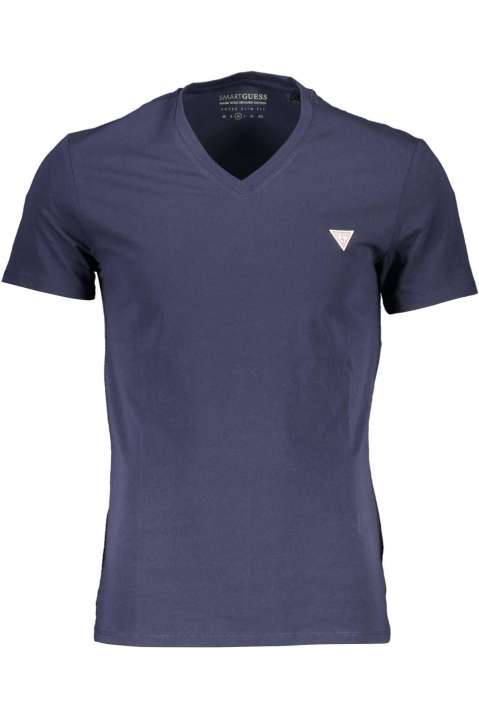 Priser på Guess Jeans Sleek V-Neck Slim Fit Blue Tee