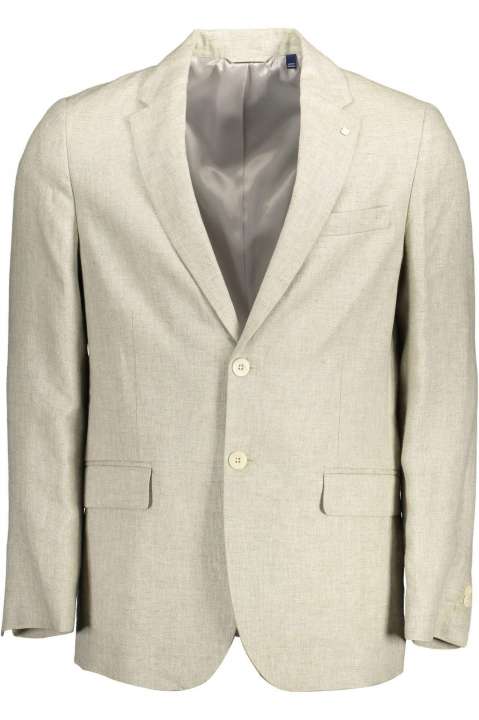 Priser på Gant Beige Linen Classic Jacket with Logo