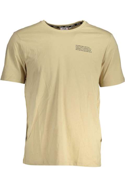 Priser på Fila Beige Round Neck Cotton Tee with Logo Print