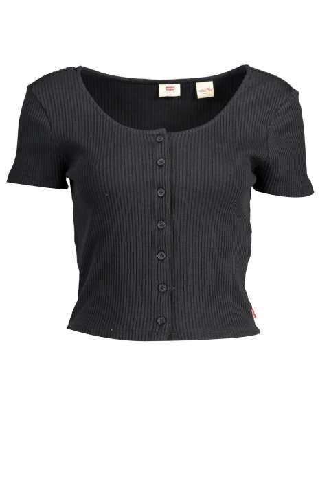 Priser på Levi's Chic Black Cotton Tee with Button Detail