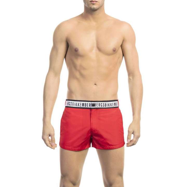 Priser på Bikkembergs Red Micro Swim Shorts with Contrast Band