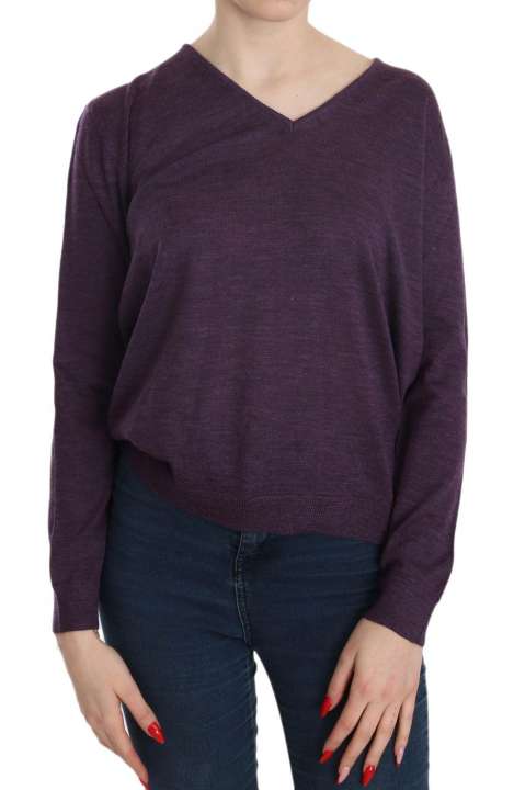 Priser på BYBLOS Elegant Purple V-Neck Wool Blouse