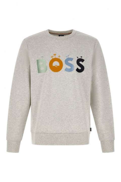 Priser på Hugo Boss Elegant Grey Round Neck Cotton Sweatshirt