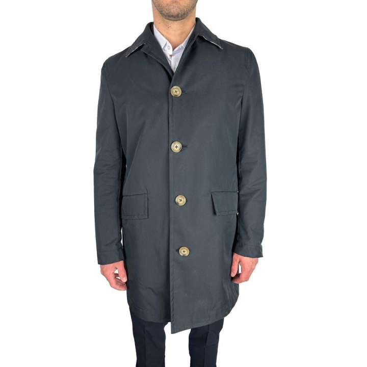 Priser på Aquascutum Elegant Navy Blue Single-Breasted Trench Coat