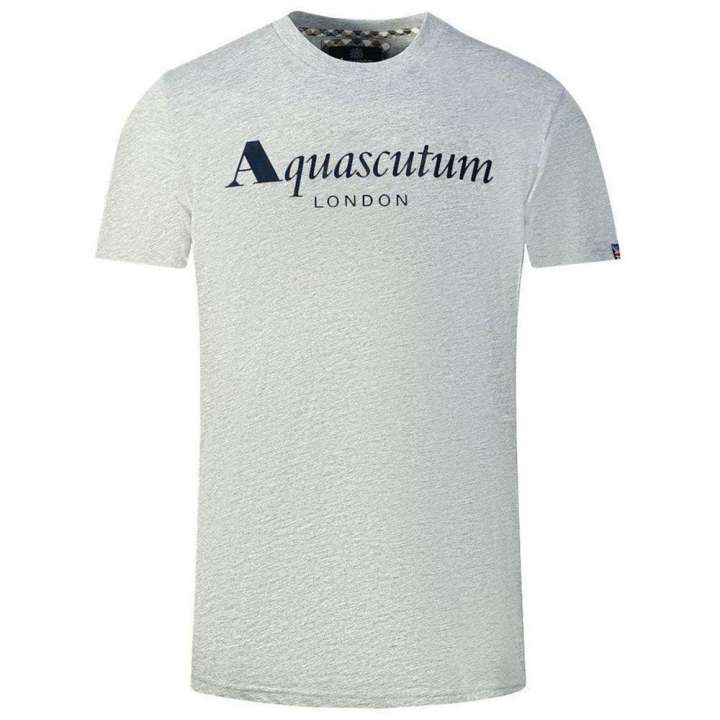 Priser på Aquascutum Elegant Gray Logo Tee with Union Jack Sleeve Detail