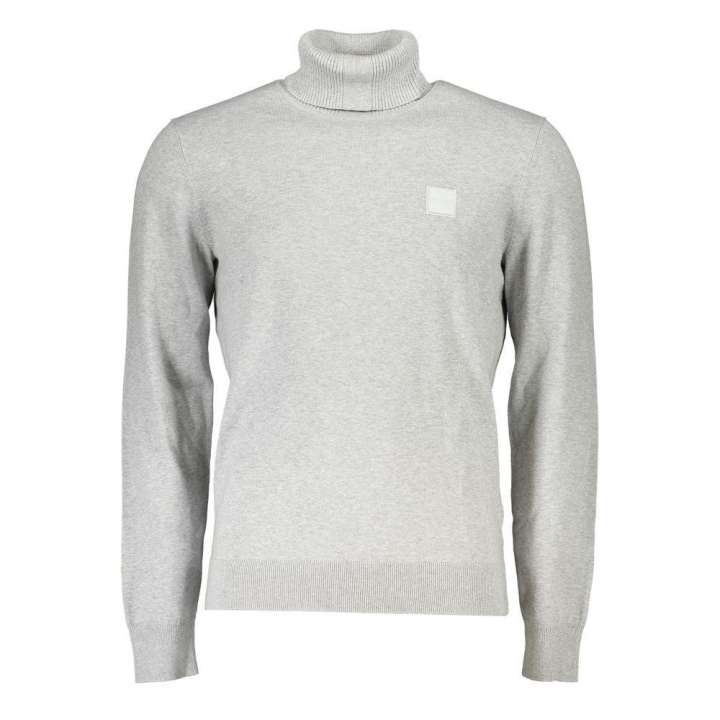 Priser på Hugo Boss Elegant Gray Turtleneck Sweater with Embroidery