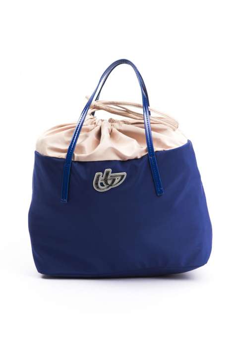 Priser på BYBLOS Chic Blue Fabric Shopper Tote with Patent Accents