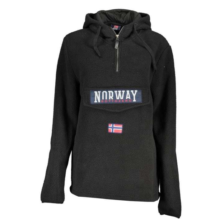 Priser på Norway 1963 Elegant Black Half Zip Hooded Sweatshirt